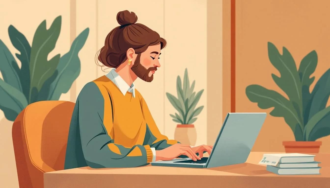 Ondernemer werkt aan laptop met digitaal BTW-aangifteformulier en bonnen erbij, in een thuisbureau in de Kempen.