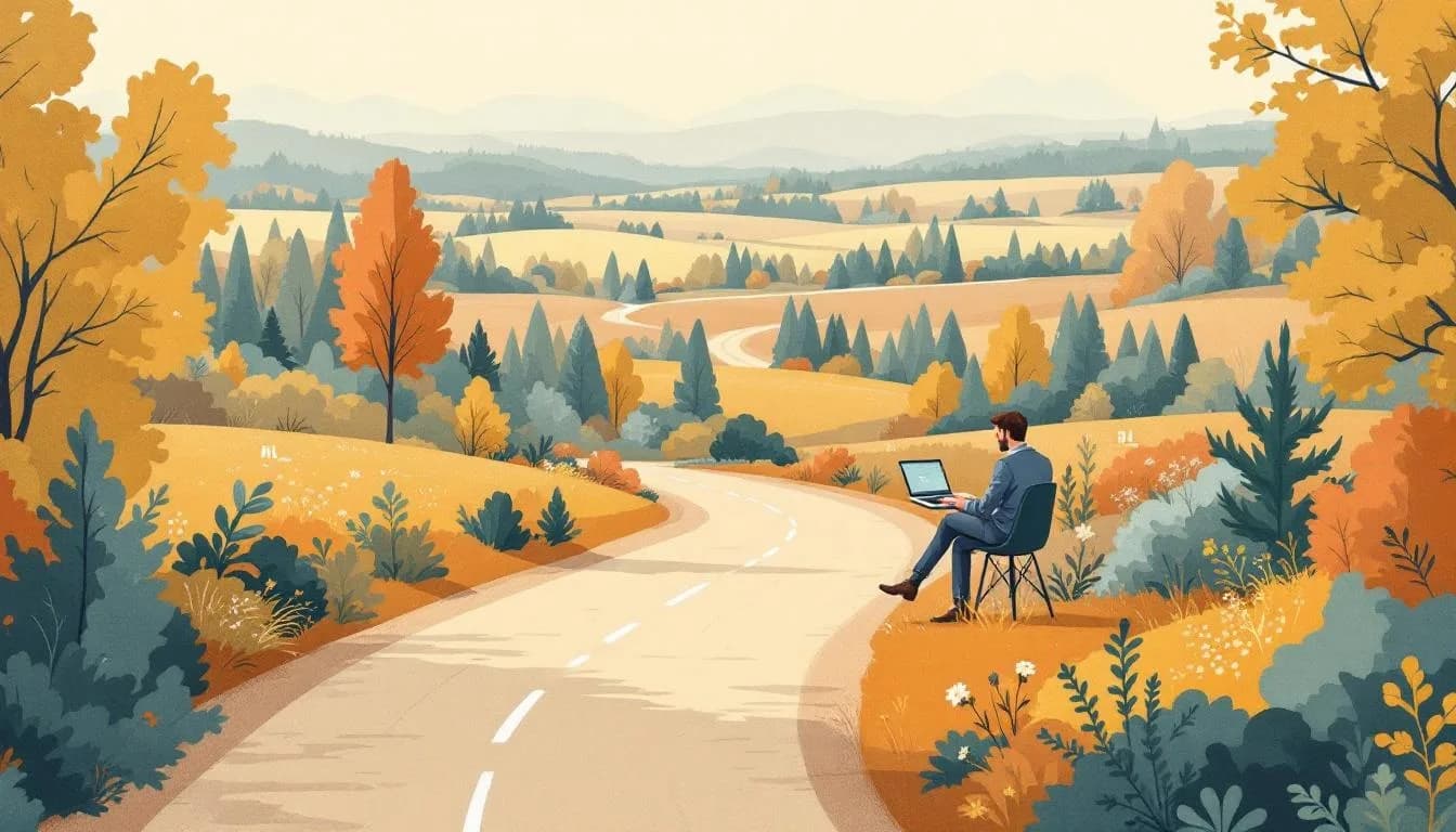 Wegwijzerbord met "NL" en "BE" richting Lommel, met daarnaast een ondernemer met laptop die factureert.