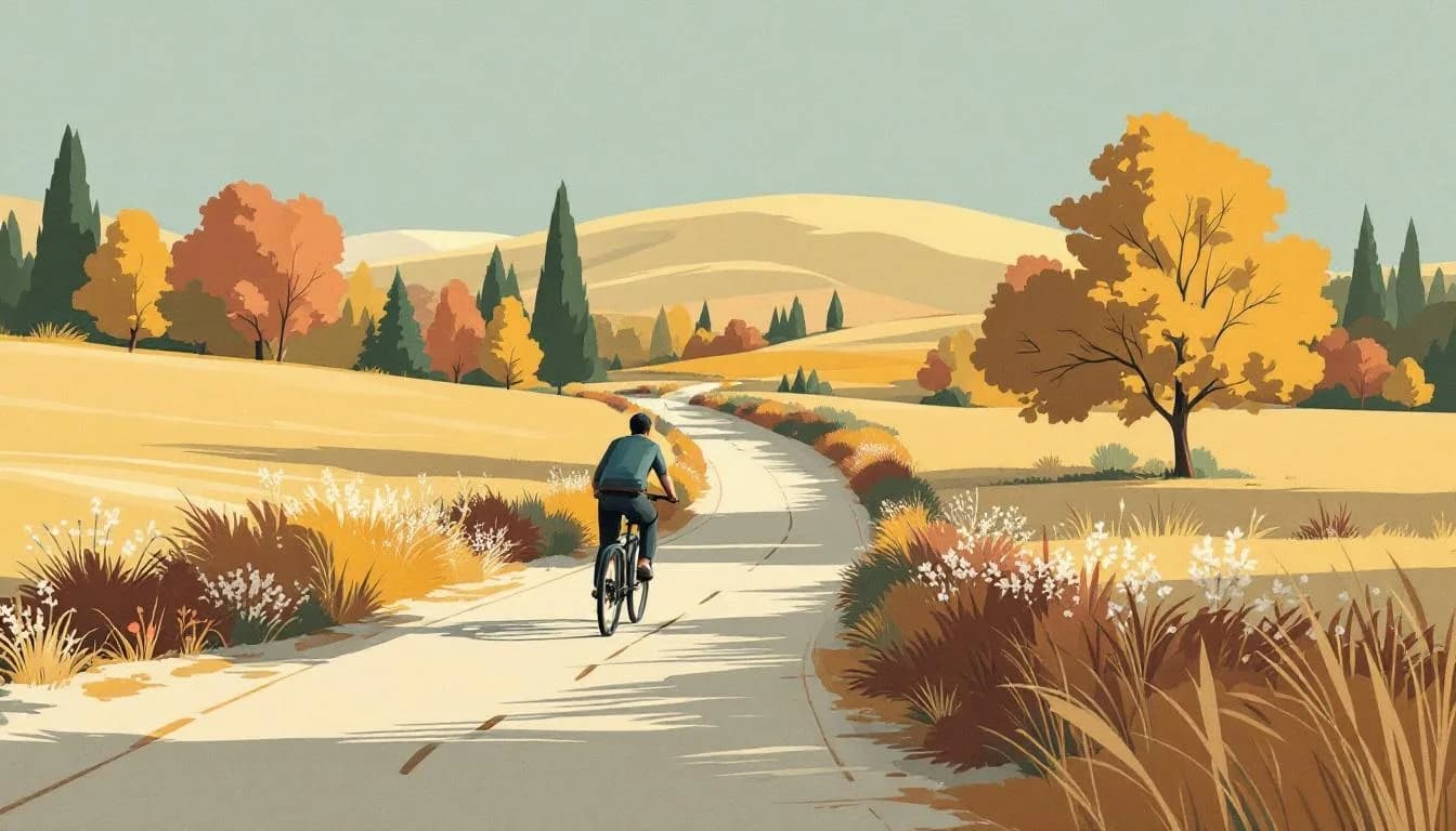 Schets van een snelfietsroute door de Kempische natuur met ondernemers richting Eindhoven.