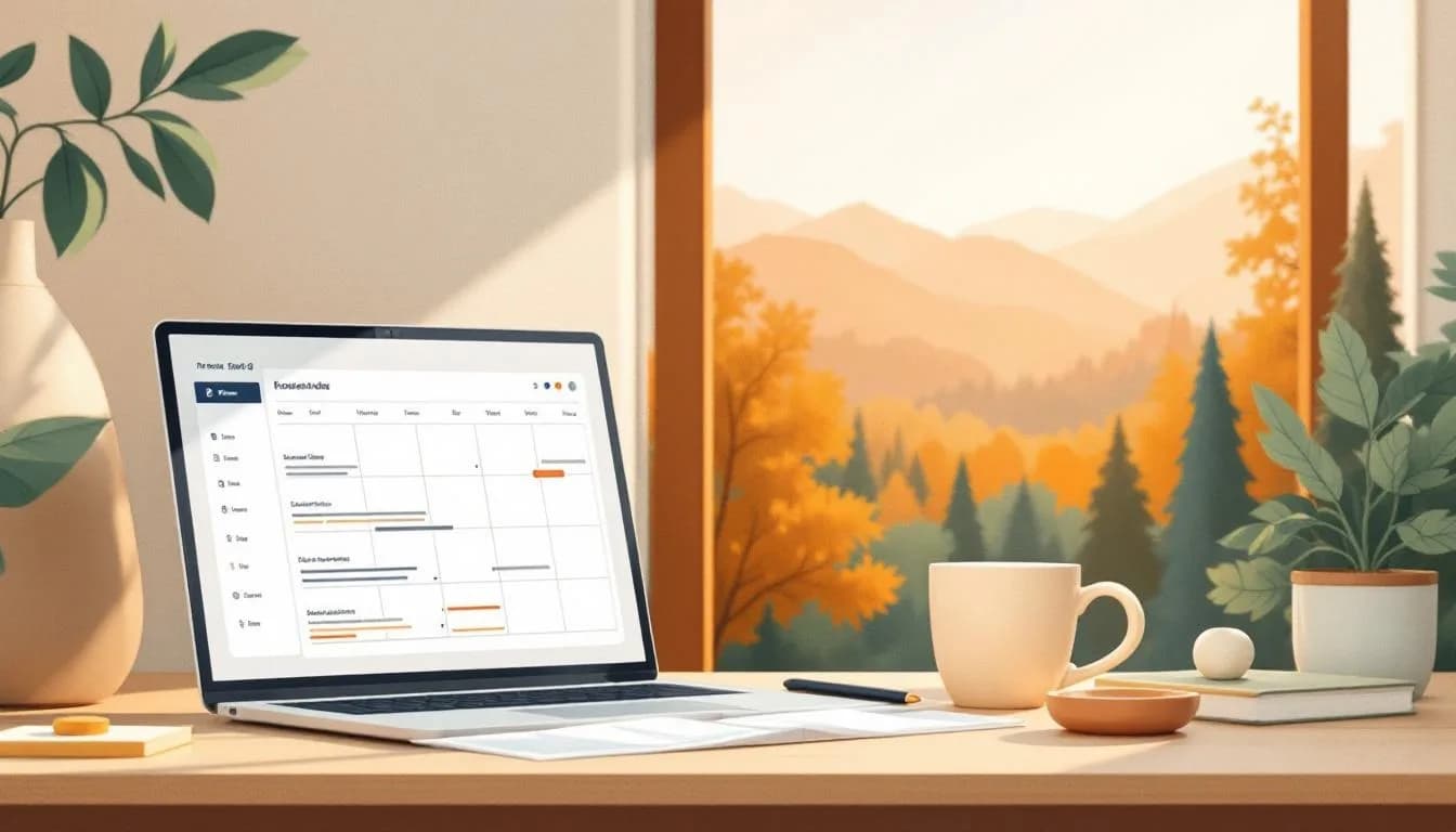 Agenda met gemarkeerde deadlines voor subsidie-aanvragen, naast laptop met projectplan.