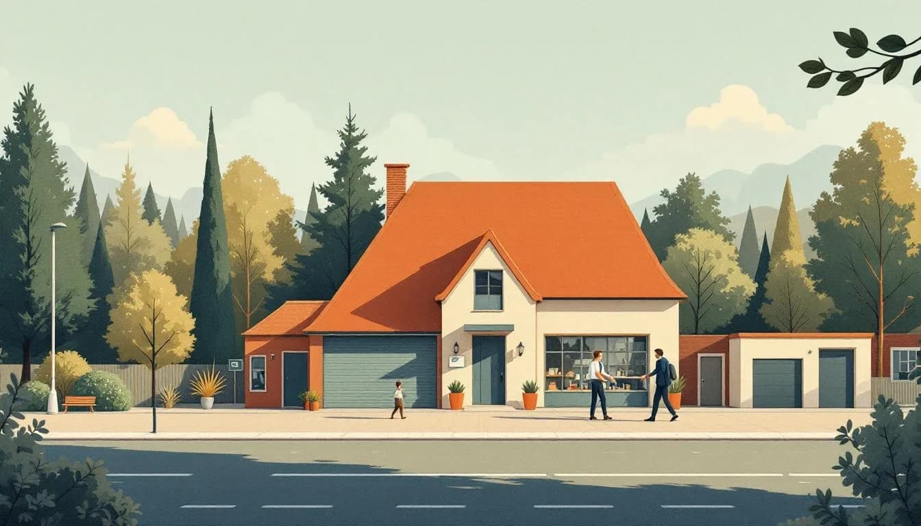 Ondernemer overhandigt vergunningsaanvraag bij gemeentelijk loket, Kempisch raadhuis op achtergrond.