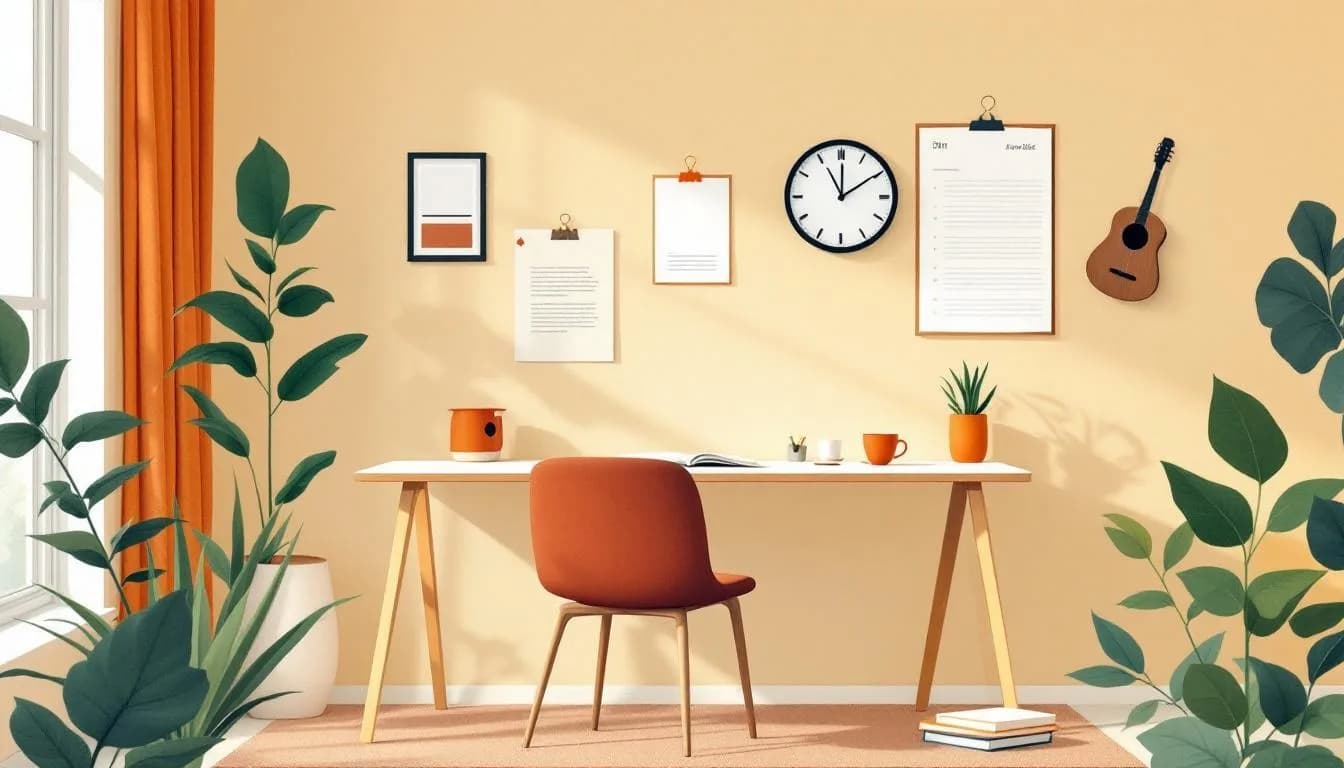 Kempisch bedrijfspand met bureau, koffiekop en agenda — het moment dat je stopt met mails sorteren en aan échte klus begint.